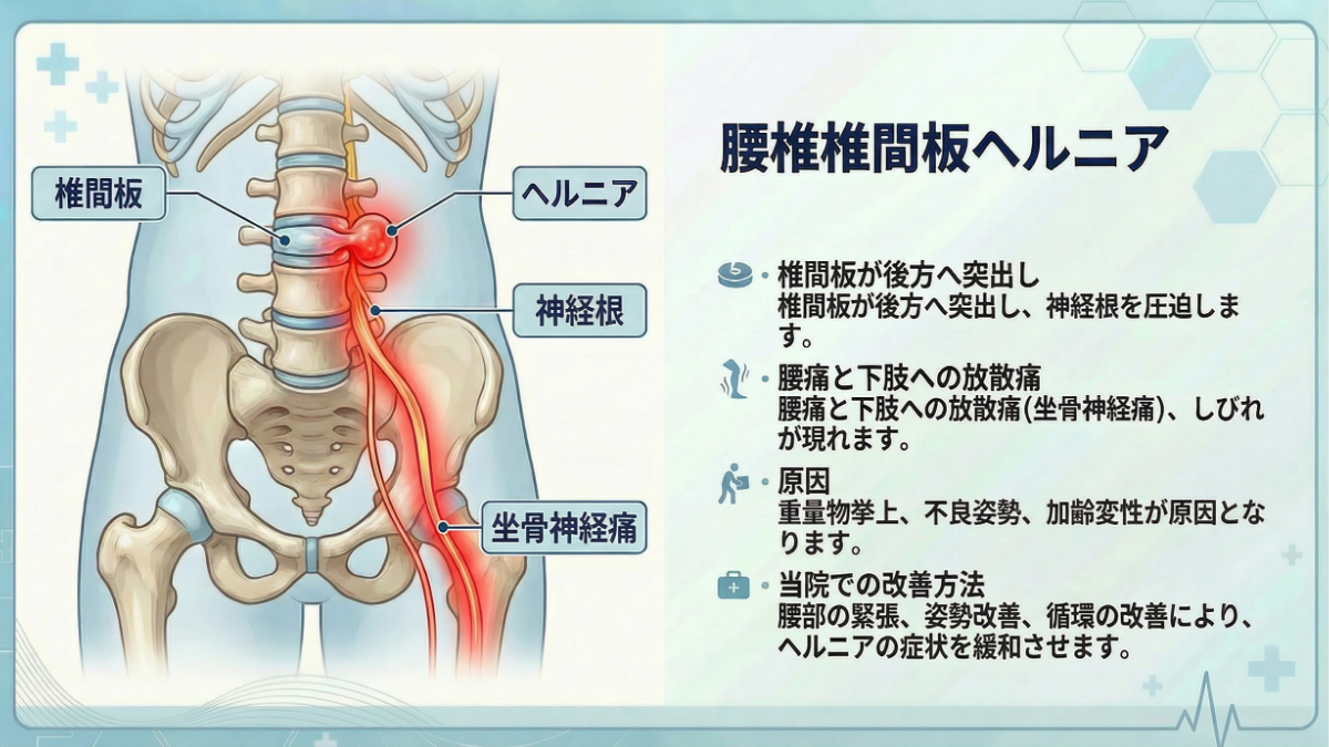 腰椎椎間板ヘルニアの症状イメージ