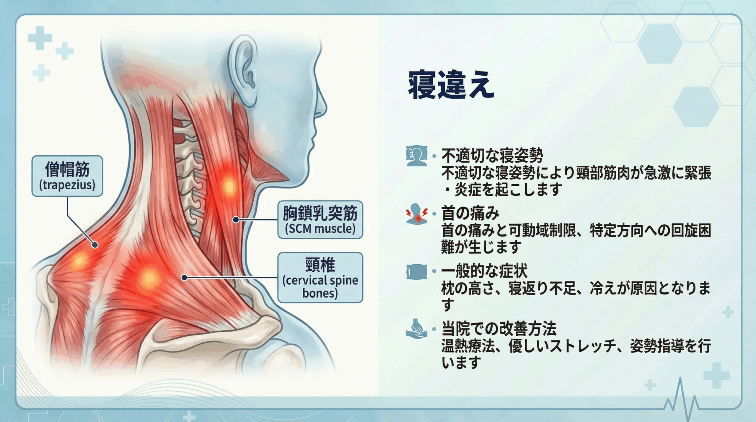 寝違え（急性の首の痛み）の症状イメージ