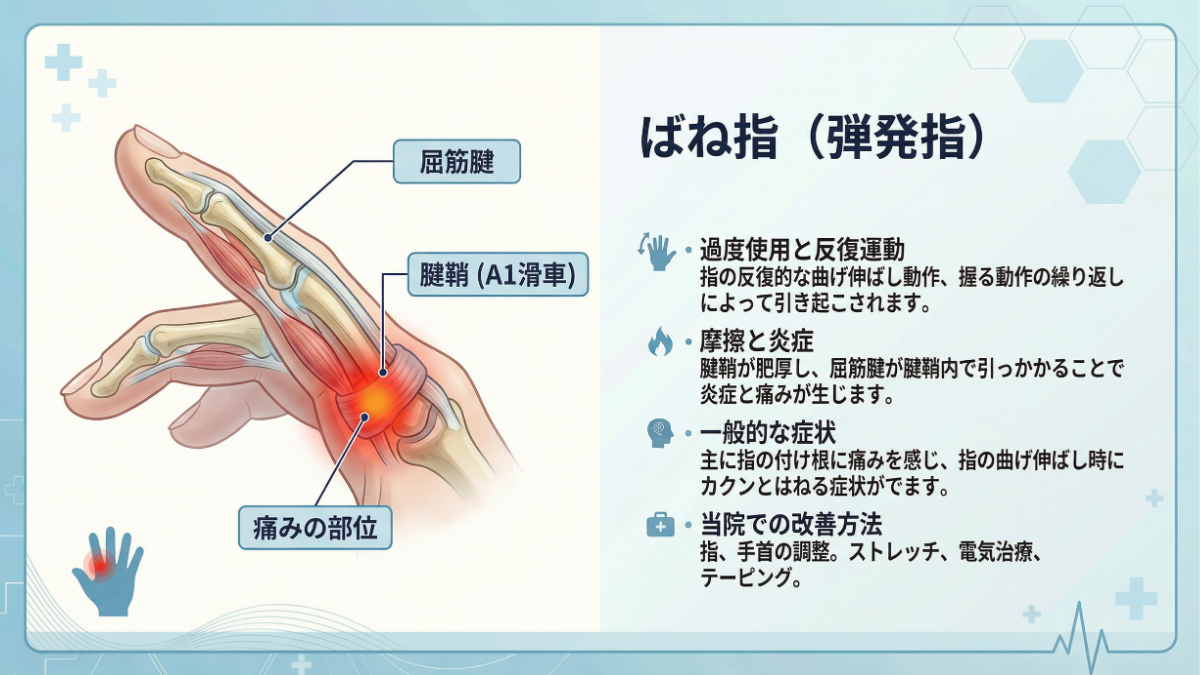 ばね指（弾発指）の症状イメージ